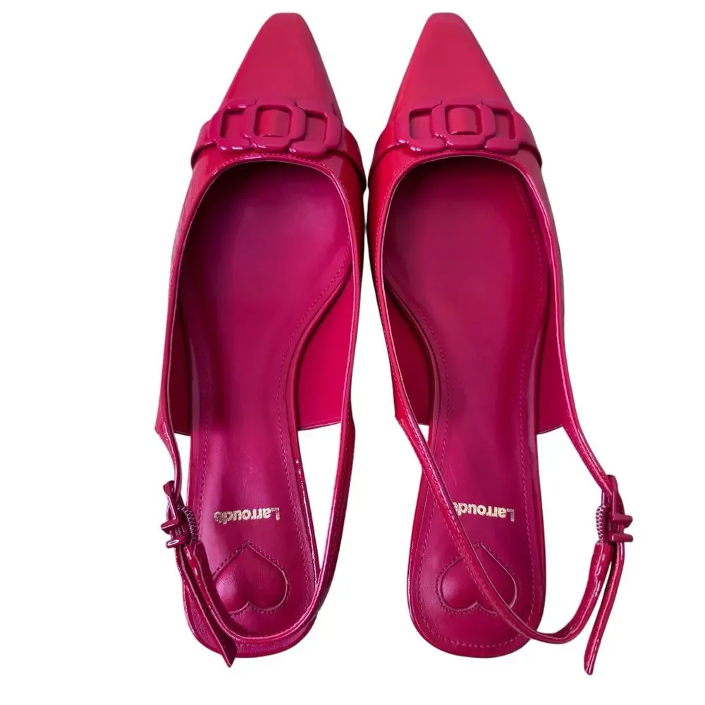 LARROUDE Franca Pumps in Patent Leather Scarlet Red Size 7 - Picture 4 of 8